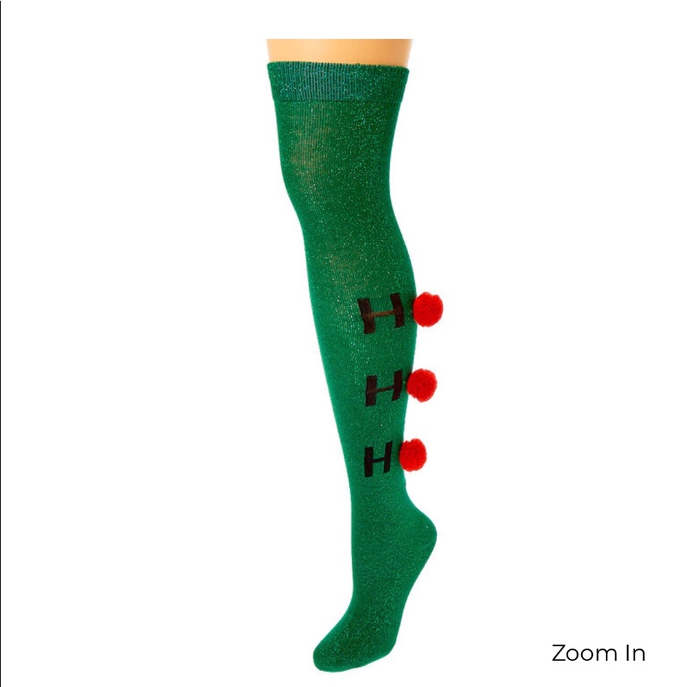 NEW, 🎄HO HO HO Pom Over the Knee Socks